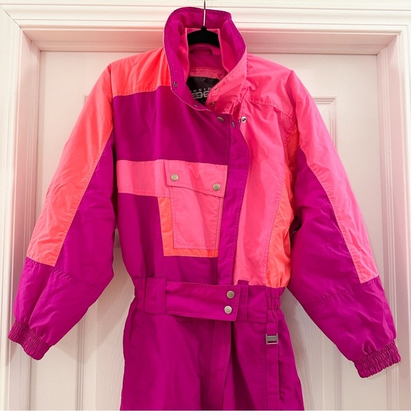 Inside Edge Women’s Vintage One Piece Snow Ski Suit Magenta Pink Orange sz Med - Picture 8 of 16